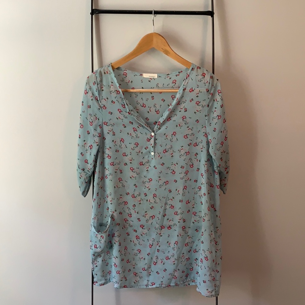 Blue Floral Pullover Tunic